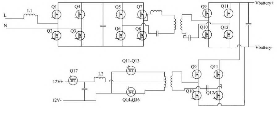 Typical 6.6 kW OBC+DC-DC Combo Unit Topology on-board charger
