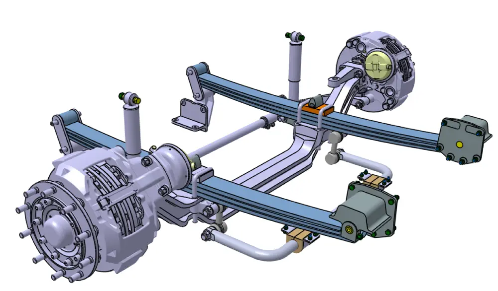Bus suspension - steel leaf springs - Inverted shackle brackets